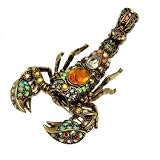 Acosta Jewellery - Multi-Coloured Swarovski Crystal - Vintage Style Golden Scorpion Brooch / Pendant