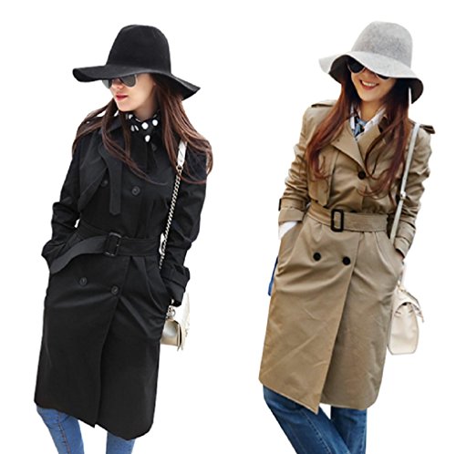 【 UN ANANAS 】 トレンチコート ダブル ベージュ ブラック 膝丈 きれいな シルエット 韓国 スタイル レディース 春 秋