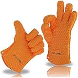 Griller PRO Silicone Gloves - Heat Resistant Oven Mitts, Pot Holders and BBQ Grill Gloves - For Grilling, Baking & Barbecue - Lifetime Guarantee