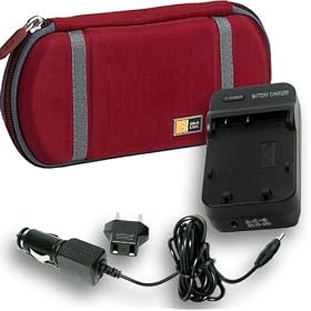 Combo! Ultra-Durable Protective Case Logic Travel Carrying Case for the PSP 1000 phat 2000 / slim & SONY PSP98553 110-240V Equivalent Light and Accessory Power Compact One-Piece Wall Charger for PSP98554 / PSP98552 ( PSP-1000 / 2000 / SLIM ) PSP Battery