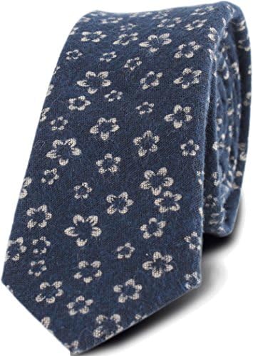 DHA 1 -Bloom-Odesza Inspired Floral Men's Tie-Semi Skinny-Navy-One Size
