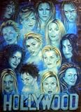 Hollywood Actresses~ Art Collage Of Actresses~ Angelina Jolie~ Julia Roberts~ Halle Berry~ Rare Art Collage!!~ Approx 24