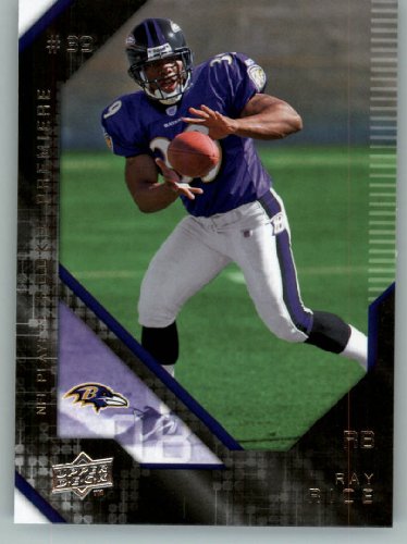 2008 Upper Deck (UD) Rookie Premiere # 28 Ray Rice RC - Rookie Card - Baltimore Ravens - NFL Trading Card - In Protective Scew Down Display Case