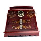 Vintage Chinese Wooden Jewelry Box, Leather Covered Keepsake or Jewelry Box, The Patterns May Vary