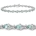 4.80 Carat Genuine Blue Topaz Pears Eternity Silver Bracelet