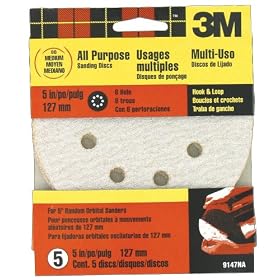 Click here to buy 3M 9147DC-NA 5-Inch Quick Change Hook and Loop 8 Hole Medium Grit Sanding Disc by 3M.