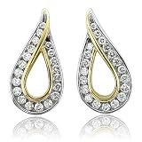 14k Two Tone Gold Tear Drop Diamond Earrings (H-I, SI-I, 0.85 carat)