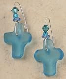 Recycled Ghana Glass Cross Earrings