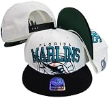 Florida Marlins Two Tone Big Logo Plastic Snapback Adjustable Plastic Snap Back Hat / Cap