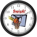 Basketball, Hoop, Backboard, Swish Basketball Theme Wall Clock by WatchBuddy Timepieces (Hunter Green Frame)