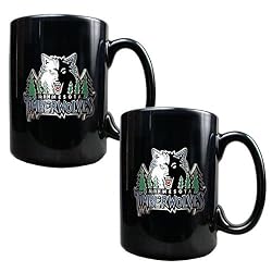 Minnesota Timberwolves NBA 2pc Black Ceramic Mug Set - Primary Logo