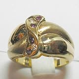14K Yellow Gold Purple and White Diamond Ring
