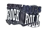Buckle Rage Sex Drugs and Rock & Roll Enamel Belt Buckle Blue One Size