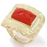 14K Gold Bold Ancient Granulated Shield Coral Ring