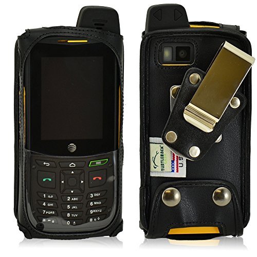 Turtleback Sonim XP6 Heavy Duty Fitted Phone Case - Made in USA (Black Leather / Rotating Metal Clip)