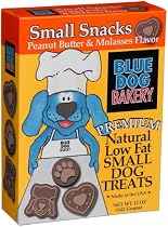Blue Dog Bakery Premium Natural Low Fat Dog Treats,Peanut Butter & Molasses Flavor, Small Snacks, 12-Ounce Boxes (Pack of 6)