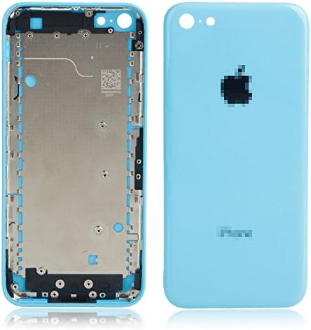 YVBOX New Back Cover Case Battery Door Rear Housing + Random Imei + Side Keys + SIM Card Tray Replacement Repair Part for Apple iPhone 5C (Blue)