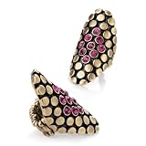 Large Fashion Ring Burnt Gold & Fuchsia Pink