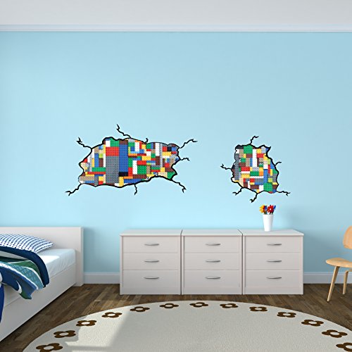 Boys Room Décor, Lego Inspired Wall Stickers, Not Associated with Lego Brand