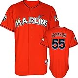 Josh Johnson Jersey: Miami Marlins #55 Alternate Firebrick Authentic Cool Base&Atilde;&cent;"&Acirc;&cent; Jersey with Marlins Park Inaugural Season Patch