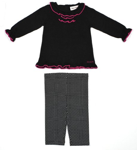 Juicy Couture Polka Dot Pants Sweater Set in Black & White