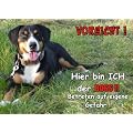 T�rschild FunSchild SE484 DIN A5 aus hochwertigem Alu-Dibond beschriftet sehr stabil ACHTUNG Hund Entlebucher Sennenhund