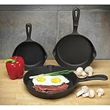 Universal Housewares Pre-Seasoned Cast Iron 3 Piece Skillet Set