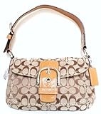 Authentic Coach Soho Signature Pocket Flap Purse Shoulder Handbag 15668 Khaki/Doe
