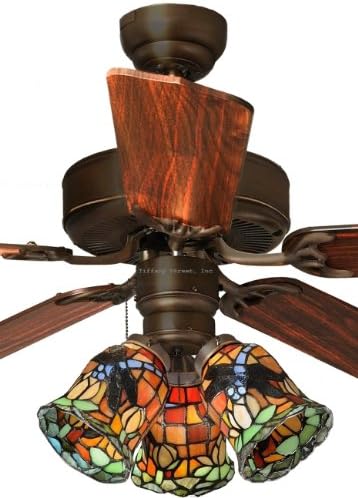 Tiffany Street 269540066 Dragonfly 3-Light Stained Glass Bronze Ceiling Fan