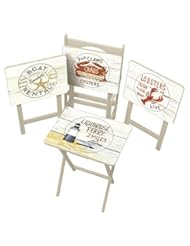 Furniture: Cape Craftsman TV Tray Set with Stand, Nautical, Set of 4 - Evergreen Enterprises