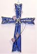 Blue Stained Glass Cross Suncatcher