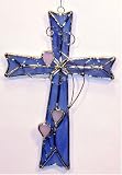  : Blue Stained Glass Cross Suncatcher