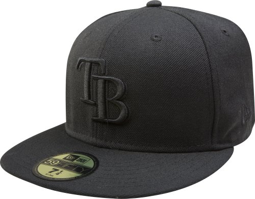 MLB Tampa Bay Rays Black on Black 59FIFTY Fitted Cap (7 1/2)