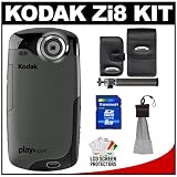 Kodak Playsport Zx3 Pocket 1080p HD Waterproof Video Camera Camcorder (Black) with 8GB Card + Case + Accessory Kit