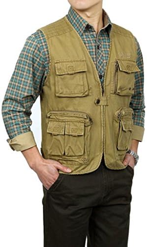 Men's Cotton Stand Collar Mesh Lining Photographer Vest Waistcoat