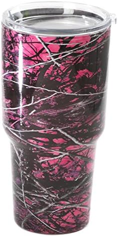 Pink Camo Hydrodipped 30 Oz. SIC (Seriously Ice Cold) Stainless Steel Tumbler Double Wall Vacuum Insulated Cup No Sweat Travel Mug Coffee Cup Thermos BPA Free Multiple Colors &amp; Sizes Straw Hole Lid