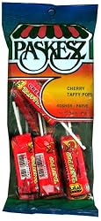 Paskesz Lollipops, Cherry Taffy Lollipop, 3.2-Ounce Bags (Pack of 24)