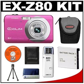 Casio Exilim EX-Z80 (Vivid Pink) Digital Camera with NP-60 Battery + Case + Cameta Bonus...
