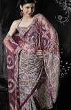 Aqua Blue with Violet Party Wear Sequined Embroidered Georgette Sari