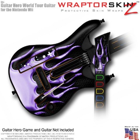Metal Flames Purple Skin fits Band Hero, Guitar Hero 5 & World Tour Guitars for Nintendo Wii (GUITAR NOT INCLUDED) by WraptorSkinz