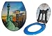 Abattant Toilette WC Design Recto Verso Deco New York Statue Bois MDF - Neuf