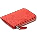 MEKU Womens Togo Leather Card Case Wallets Money Organizers Small Purse with Zipper Cash Holders for Lady (Red)