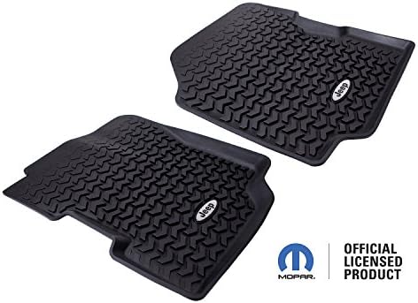 1976-1986 Jeep CJ7 Rugged Rigged Floor Liners, Front, Black, Jeep Logo, 76-95 CJ-7/CJ-8/Wrangler (YJ)