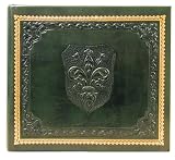 Medici Italian Leather Photo Album / Wedding Album / Scrapbook, Green Sheets, Embossed Art, 7.5" x 6 3/4", Green