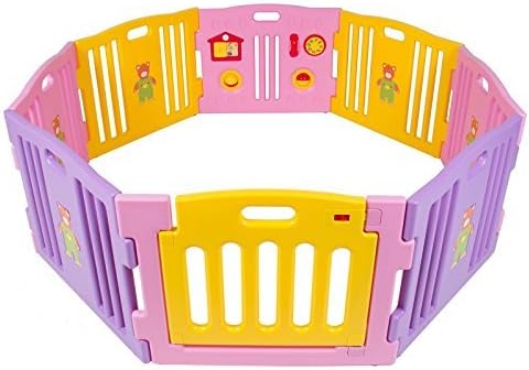 Baby Playpen Kids 8 Panel Safety Play Center Yard Home Indoor Outdoor Pink Girls by Playards