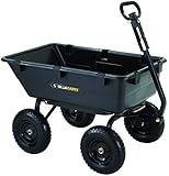 Gorilla Carts Heavy-Duty Poly Yard Dump Cart with 2-In-1 Convertible Handle with a Capacity of 1200 lb, Black