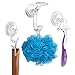mDesign Power Lock Suction Set of 2 Plastic Suction Cup Hooks, Loofah Suction Hook, Suction Razor Holder for Bathroom Shower - Pack of 3, Clear
