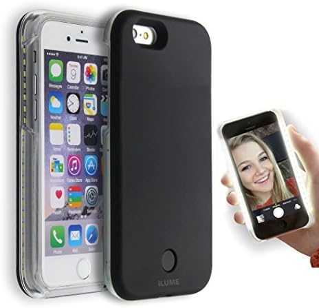 iLume® Luxury (Black) Light Up Selfie LED illuminated Phone Cover Case Iphone 6 / 6s- Dimmable (includes USB charger)