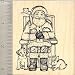 Santa with Pets Rubber Stamp - Wood Mounted