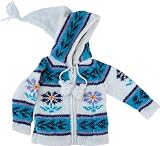 White Garden Flower Child's Sweater with Pointy Hood, Infant Size